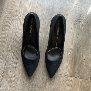 Stuart Weitzman black suede kitten heel